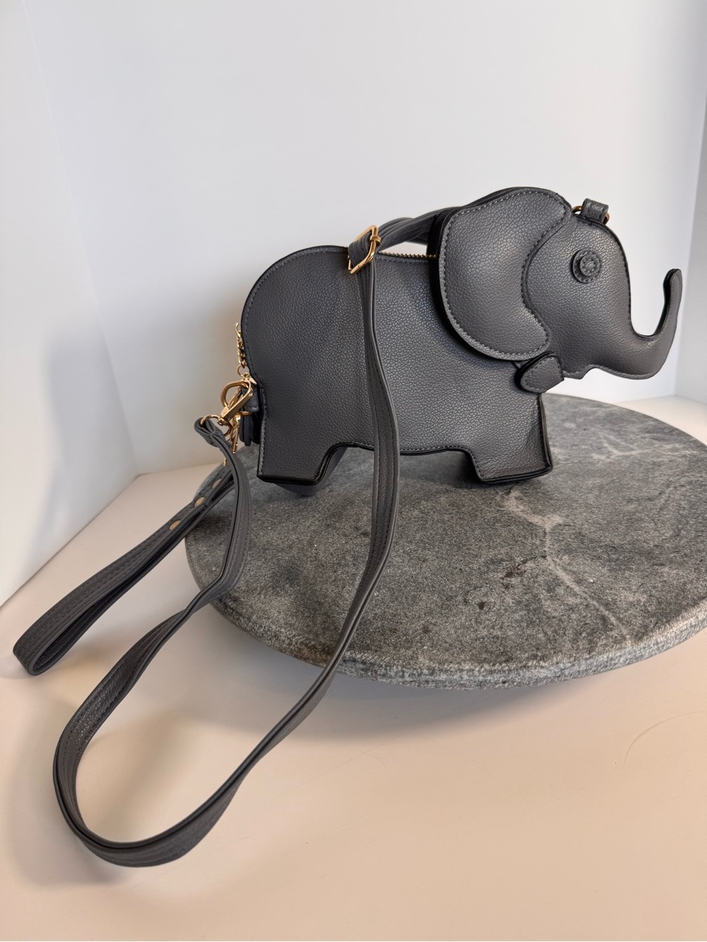 Elephant 3D Structured Shaped Crossbody Bag Purse